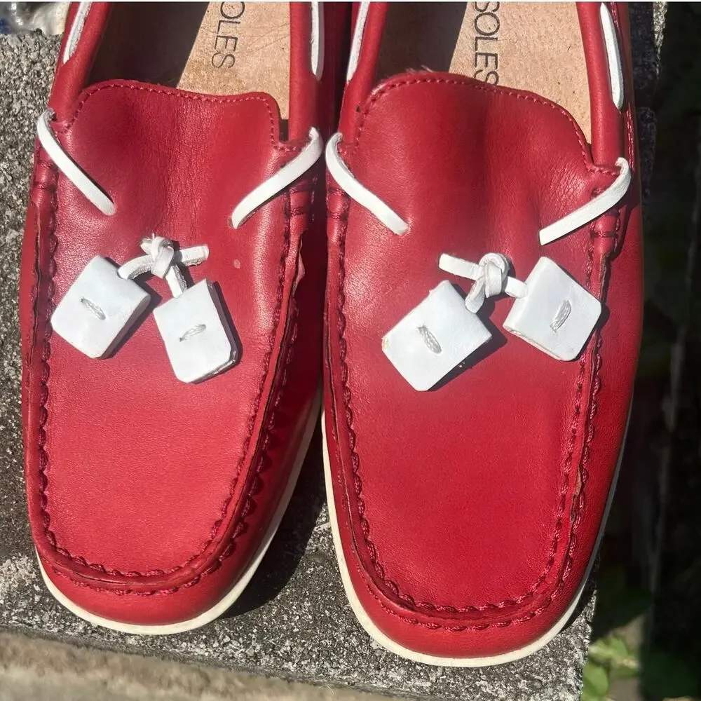 Women’s Aerosoles Red Driving Loafers Moccasins Slip On Shoes Size 6